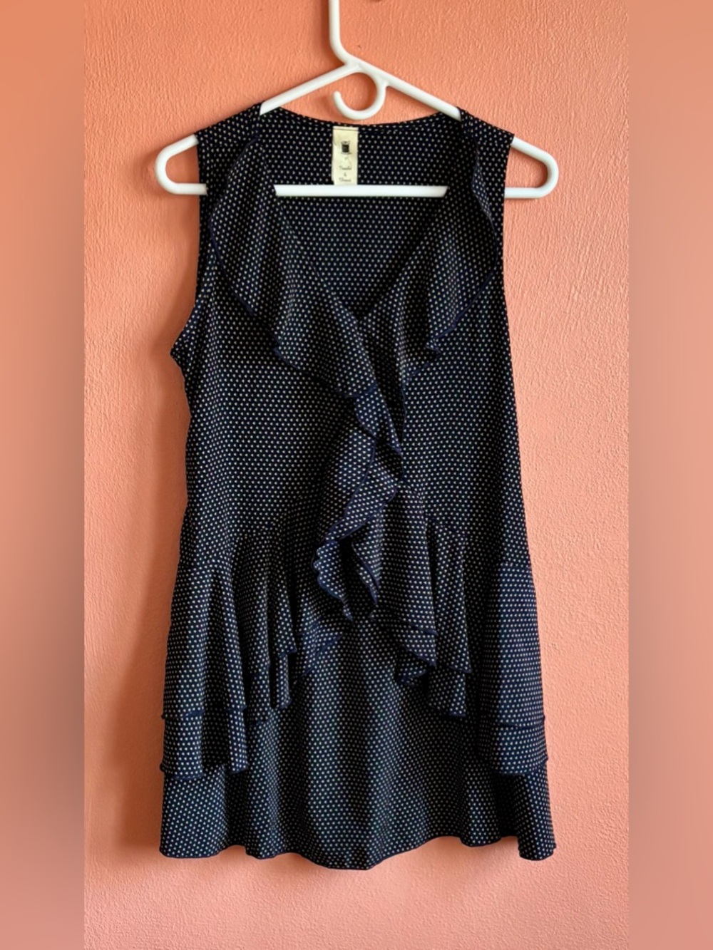 Needle & Thread Navy Blue Polka Dot Ruffle Midi Dress